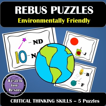 Preview of Rebus Puzzle for Kids for Earth Day and Critical Thinking Spring Activity