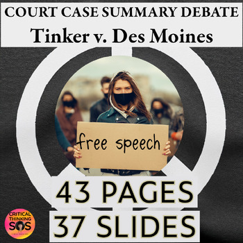 Preview of Critical Thinking HS ela, First Amendment, AP Government, Tinker v. Des Moines