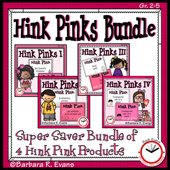 Preview of HINK PINK PUZZLES BUNDLE Word Riddles Task Cards Vocabulary Development GATE