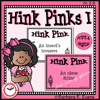 Preview of HINK PINK PUZZLES Set I Word Riddles Task Cards Vocabulary Development GATE
