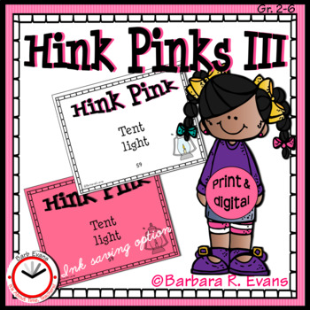 Preview of HINK PINK PUZZLES Set III Word Riddles Task Cards Vocabulary Development GATE