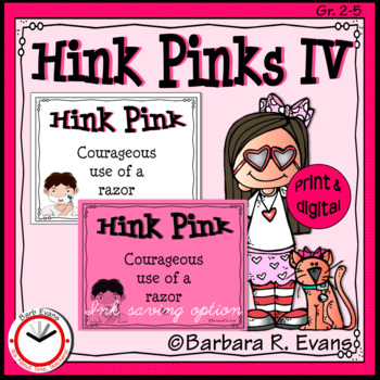 Preview of HINK PINK PUZZLES Set IV Word Riddles Task Cards Vocabulary Development GATE