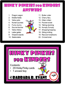 HINKY PINKIES for KINDERS Critical Thinking Vocabulary Development Pre