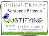 Critical Thinking Language Sentence Frames {Say What?}  Aligned to Common Core