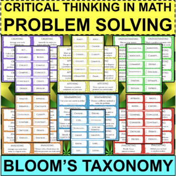 Preview of Critical Thinking MATH Task Cards for Differentiation Bloom's Verbs