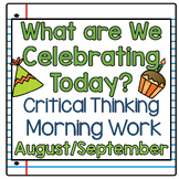 Critical Thinking Morning Work August Free Sample