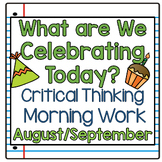 Critical Thinking Morning Work for August and September