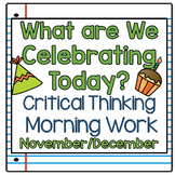 Critical Thinking Morning Work for November and December