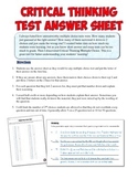 Critical Thinking Multiple Choice Assessment Answer Sheet