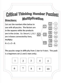 Preview of Practice Mutliplication Facts: Critical Thinking Number Puzzles