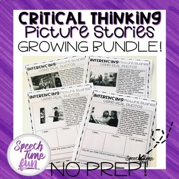 Preview of Critical Thinking Picture Stories Worksheets Using Real Photos Growing Bundle