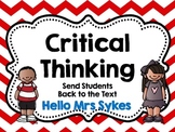 Critical Thinking Questions, Comprehension for any Book!
