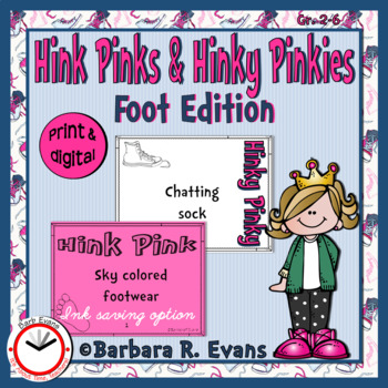 Preview of HINK PINKS HINKY PINKIES PUZZLES Foot Theme Word Riddles Task Cards GATE