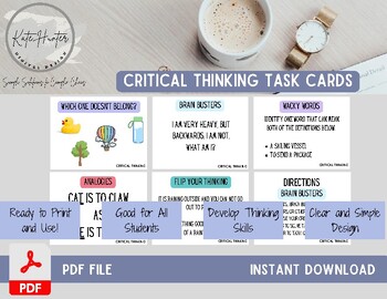 Preview of Critical Thinking Skills- Ready to Use Task Cards!