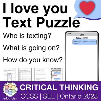 Preview of I Love You ❤️ Critical Thinking Text Puzzle 1 | Reading Lesson | Literacy Center