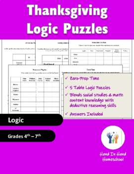 Preview of Critical Thinking Thanksgiving Logic Puzzles