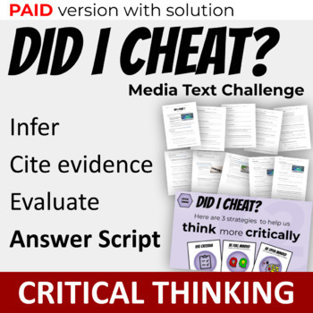 Preview of Did I Cheat? Media Text Critical Thinking Challenge: PAID version with ANSWERS