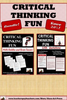 Preview of Critical Thinking, Writing: Riddles, Brain Teasers, Quotations | Worksheets