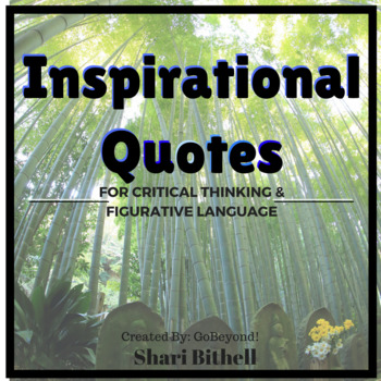 Preview of Figurative Language and Critical Thinking with Inspirational Quotes