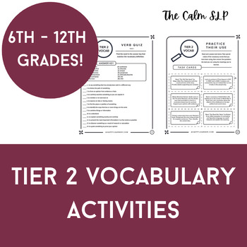 Preview of Tier 2 Vocabulary for Tests, Standardized Assessments Speech Therapy Special Ed