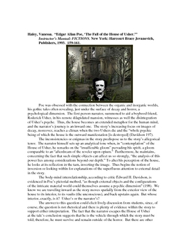 Preview of Critical essay on Poe's "The Fall of the House of Usher"