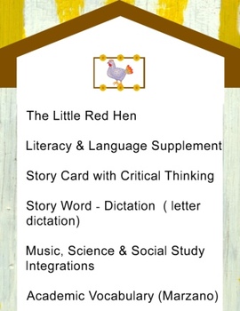 Preview of Critical thinking, Red Hen, Comprehension, Spelling, Kindergarten