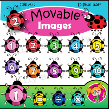 Preview of MOVABLE IMAGES - Brainy Beetle Buttons Clipart. {Lilly Silly Billy}