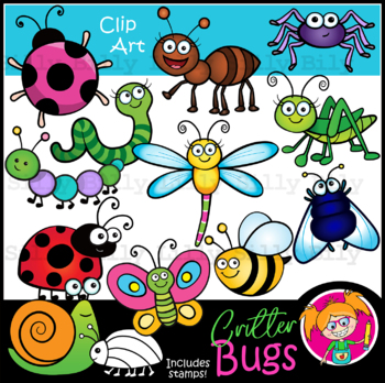 Preview of Critter Bugs. Commercial use clipart. BLACK/ WHITE & Color.