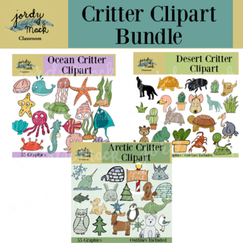 Preview of Critter Clipart Bundle - Ocean, Arctic, Desert [Jordy Mack Classroom]