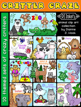 Preview of Critter Craze Animal Clip Art by DJ Inkers - 10 Download Bundle