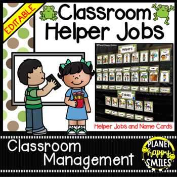Classroom Helper Jobs (EDITABLE) ~ Froggy Theme