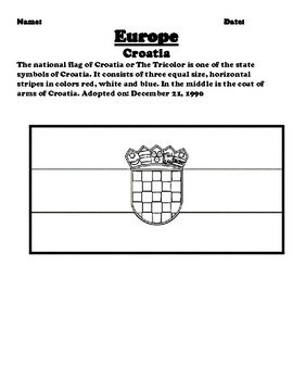 Croatia Flag Worksheet