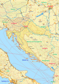 Preview of Croatia map with cities township counties rivers roads labeled