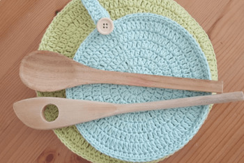 Preview of Crochet Pattern , Double Sided Round Potholders , DIGITAL PDF DOWNLOAD | Trivet