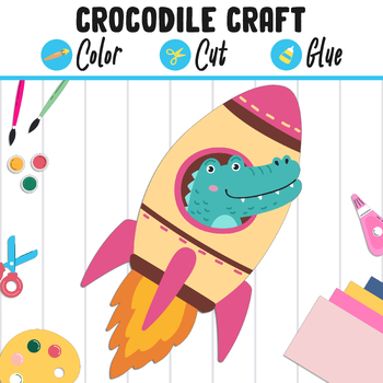 Preview of Crocodile Craft : Color, Cut, and Glue, a Fun Activity for Pre K to 2nd Grade