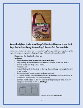 Preview of Cross-Body-Bag Made From Upcycled Birdseed Bags and a Short Story "e-Bikes"