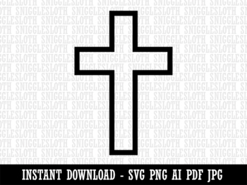 Cross Christian Church Religion Outline Clipart Instant Digital ...