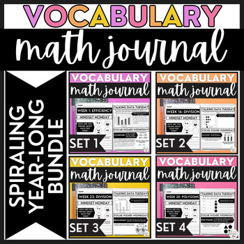 Preview of #junesavings Math Morning Work & Vocabulary Writing Prompts - 4th & 5th Grade