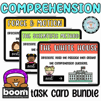 Preview of Cross-Curricular Reading Comprehension Boom™ Card GROWING Bundle