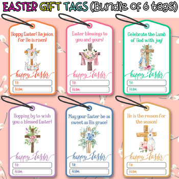 Preview of Cross - Easter Gift Tags Printable Gift Tag Digital Download Easter Gift Tag