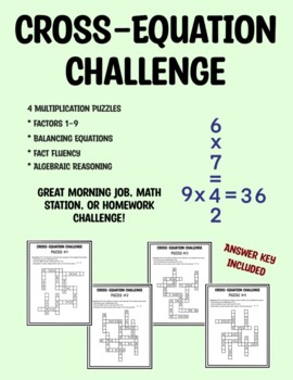 Preview of Cross-Equation Puzzles - Multiplication Challenge - Missing Number Equations