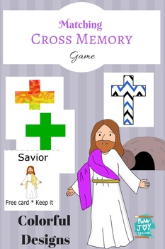 Preview of Cross Memory Match Game, Easter Colorful  Christian Holiday