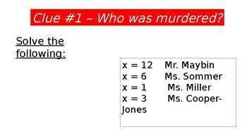 Preview of Cross Multiplication Murder Mystery Activity *editable slides*