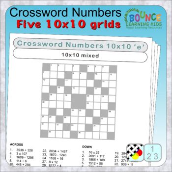Preview of Math Crossword Numbers 2 (10x10 Number Puzzles for Engaging Learning)