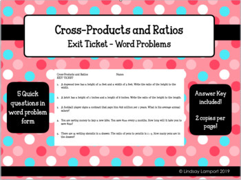 Preview of Cross-Products and Ratios Exit Ticket