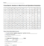 Cross Search: Numbers in Word Form and Operations Vocabulary