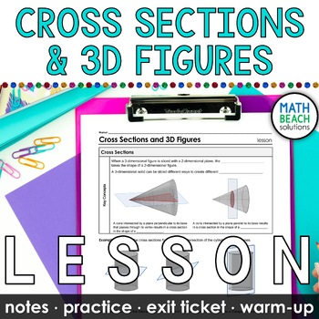 Preview of Cross Sections of 3D Solids and Rotations of 2D Figures Notes and Practice