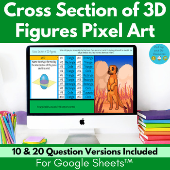 Preview of Cross Sections of 3D Figures 7th Math Pixel Art | Slicing Three Dimensional