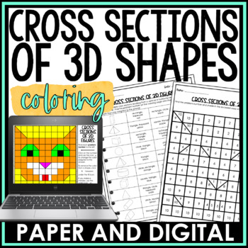 Preview of Cross Sections of 3D Figures Activity Coloring Worksheet Slicing