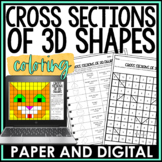 Cross Sections of 3D Figures Activity Coloring Worksheet Slicing